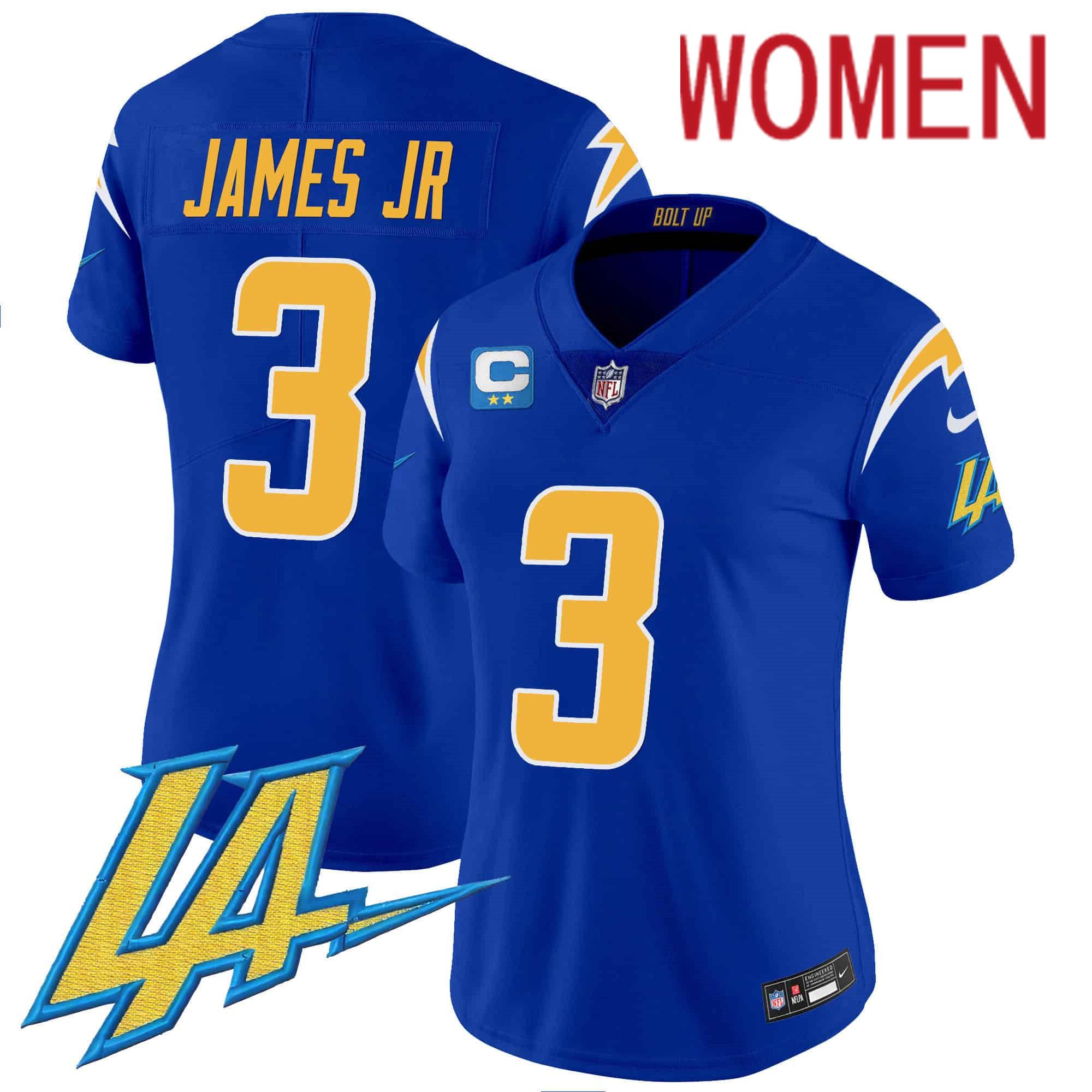 Women Los Angeles Chargers 3 James jr Blue 2024 Nike Vapor Limited NFL Jersey